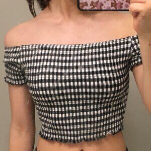 Black/white off-the-shoulder top